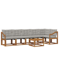 Set di divani con cuscino 7 pcs Grigio Naturale e Chiaro 2