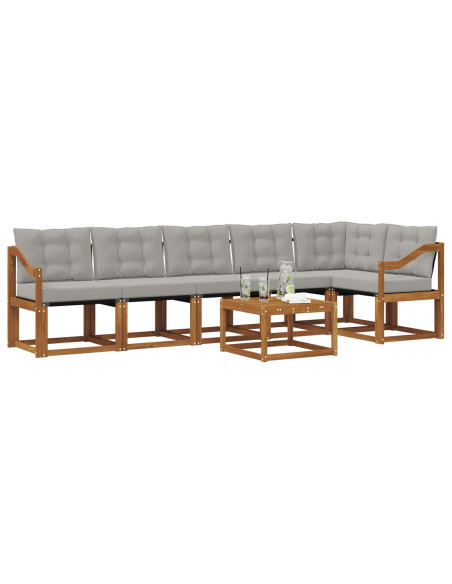 Set di divani con cuscino 7 pcs Grigio Naturale e Chiaro