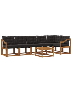Set di divani con cuscino 7 pcs Naturale e Nero 2