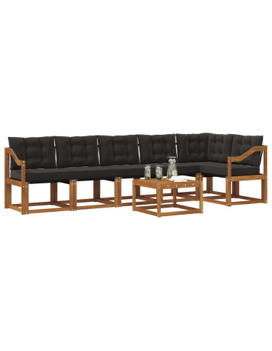 Set di divani con cuscino 7 pcs Naturale e Nero