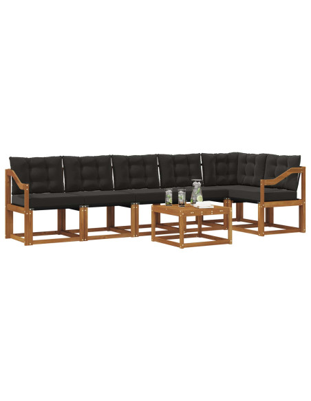 Set di divani con cuscino 7 pcs Naturale e Nero