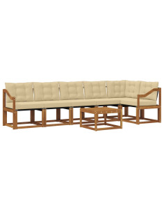 Set di divani con cuscino 7 pcs Naturale e Beige 2