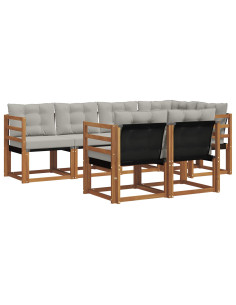 Set di divani con cuscino 7 pcs Grigio Naturale e Chiaro 2