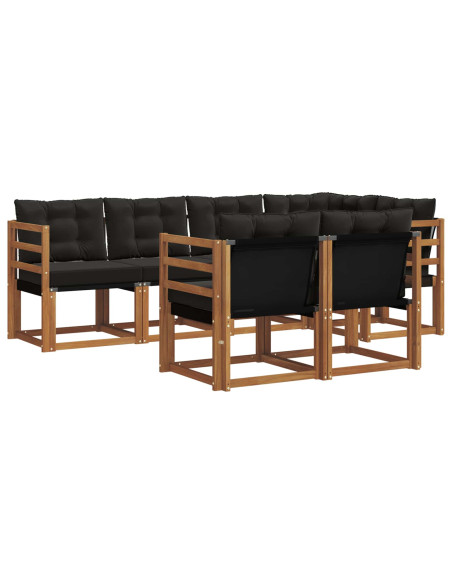 Set di divani con cuscino 7 pcs Naturale e Nero