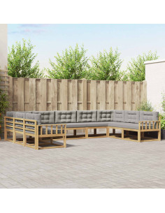 Set di divani da esterno 9 pcs Bianco e Grigio Chiaro
