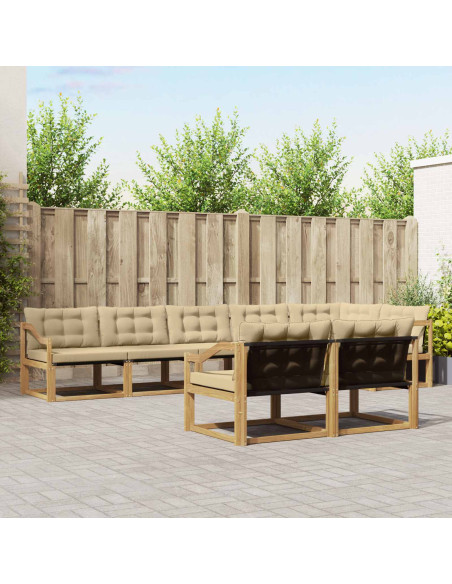 Set di divani da esterno con cuscino 8 pcs Bianco e Beige