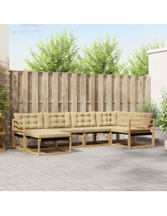 Set di divani da esterno con cuscino 6 pcs Bianco e Beige