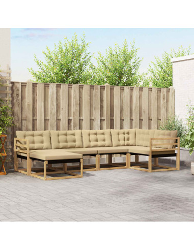 Set di divani da esterno con cuscino 6 pcs Bianco e Beige