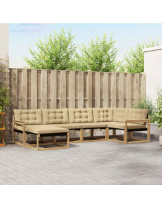 Set di divani da esterno con cuscino 6 pcs Bianco e Beige
