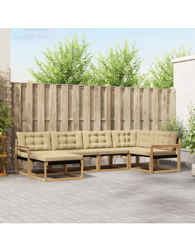 Set di divani da esterno con cuscino 6 pcs Bianco e Beige