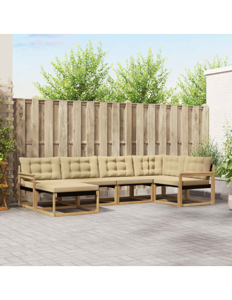 Set di divani da esterno con cuscino 6 pcs Bianco e Beige