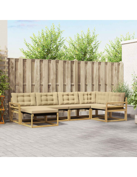 Set di divani da esterno con cuscino 6 pcs Bianco e Beige
