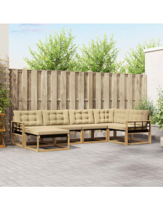 Set di divani da esterno con cuscino 6 pcs Bianco e Beige