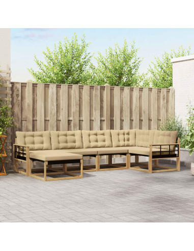 Set di divani da esterno con cuscino 6 pcs Bianco e Beige