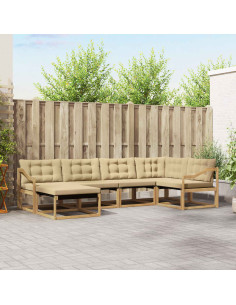 Set di divani da esterno con cuscino 6 pcs Bianco e Beige