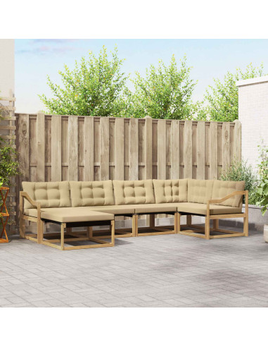 Set di divani da esterno con cuscino 6 pcs Bianco e Beige