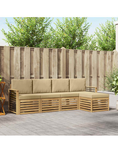 Set di divani da esterno 5 pcs Bianco e Beige Poliestere