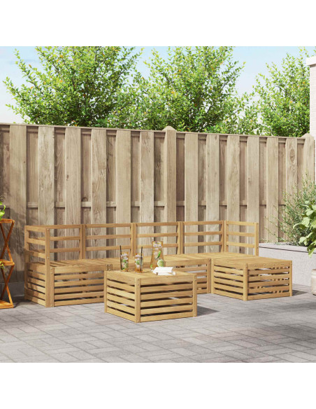 Set di divani da esterno 6 pcs Bianco Legno di Acacia Massello