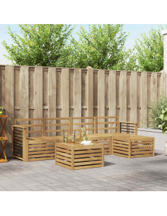 Set di divani da esterno 6 pcs Bianco Legno di Acacia Massello