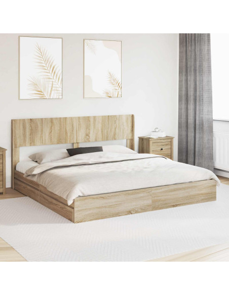 Struttura del letto con stoccaggio e testata Rovere Sonoma
