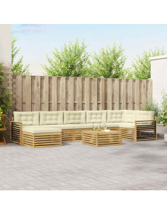 Set di divani da esterno con cuscino 8 pcs Bianco e Crema