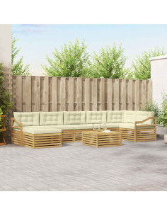 Set di divani da esterno 8 pcs Bianco e Crema Poliestere