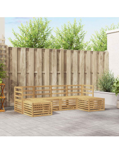 Set divani 6 pcs Bianco Legno di Acacia Massello