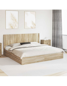 Struttura del letto con stoccaggio e testata Rovere Sonoma