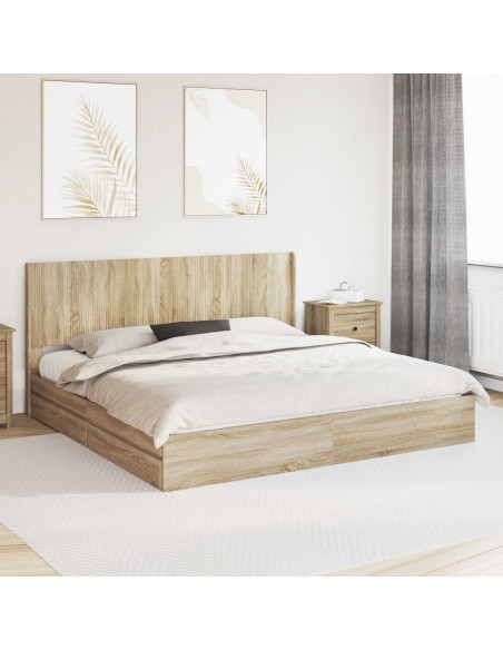 Struttura del letto con stoccaggio e testata Rovere Sonoma