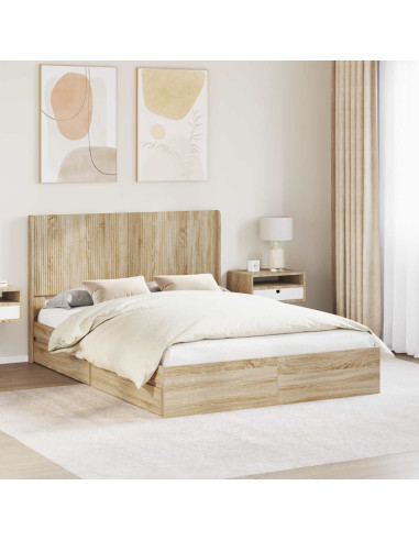 Struttura del letto con stoccaggio e testata Rovere Sonoma