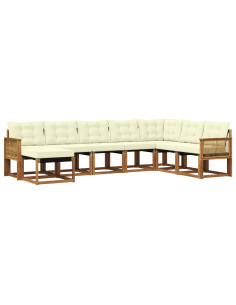 Set di divani da esterno con cuscino 8 pcs Naturale e Crema