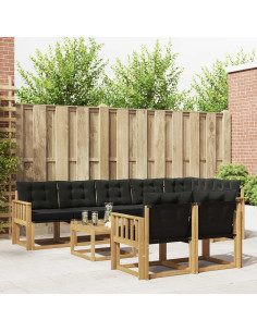 Set di divani da esterno con cuscino 9 pcs Bianco e Nero