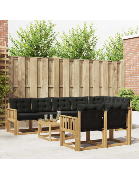 Set di divani da esterno con cuscino 9 pcs Bianco e Nero