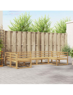 Set di divani da esterno 6 pcs Bianco Legno di Acacia Massello
