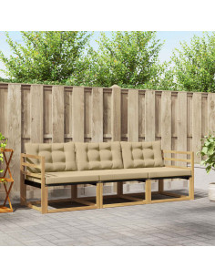 Set di divani da esterno con cuscino 3 pcs Bianco e Beige