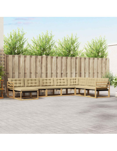 Set di divani da esterno con cuscino 8 pcs Bianco e Beige