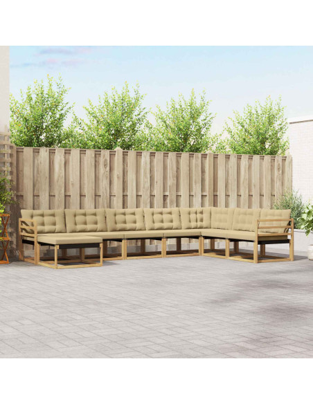Set di divani da esterno con cuscino 8 pcs Bianco e Beige