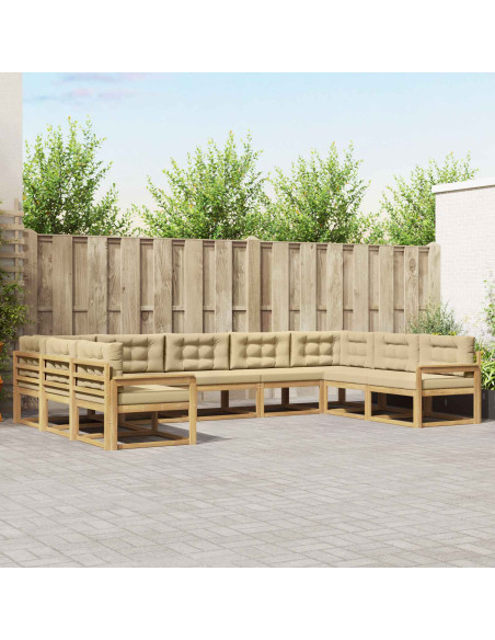 Set di divani da esterno con cuscino 9 pcs Bianco e Beige