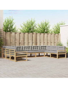Set di divani da esterno 9 pcs Bianco e Grigio Chiaro