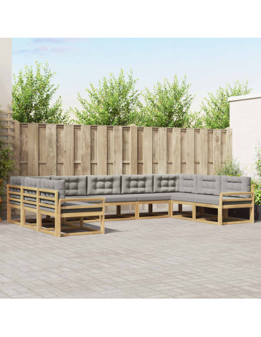 Set di divani da esterno 9 pcs Bianco e Grigio Chiaro
