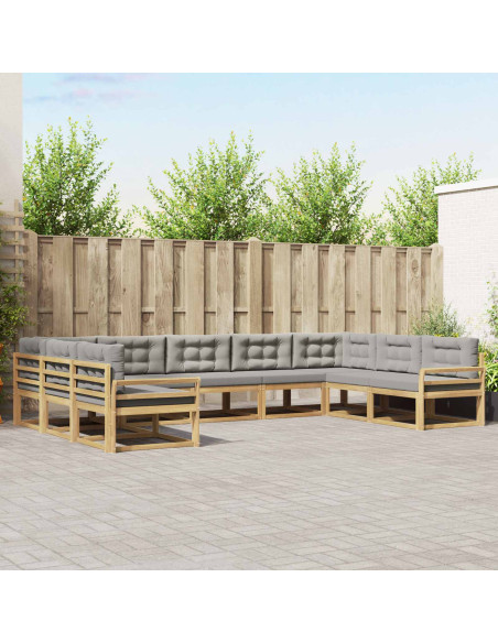 Set di divani da esterno 9 pcs Bianco e Grigio Chiaro