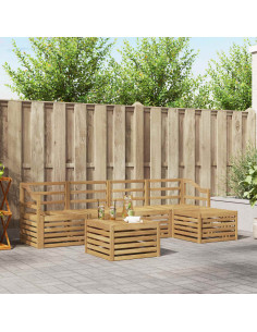 Set di divani da esterno 6 pcs Bianco Legno di Acacia Massello