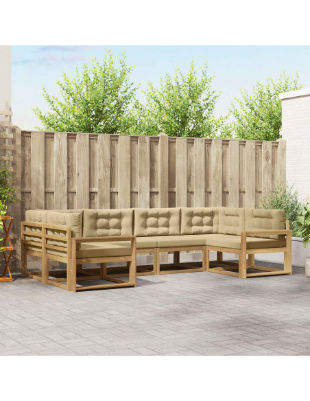 Set di divani da esterno con cuscino 6 pcs Bianco e Beige