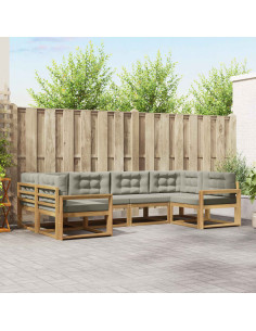 Set di divani da esterno 6 pcs Bianco e Grigio Chiaro