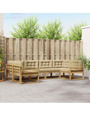Set di divani da esterno con cuscino 6 pcs Bianco e Beige