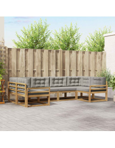 Set di divani da esterno 6 pcs Bianco e Grigio Chiaro