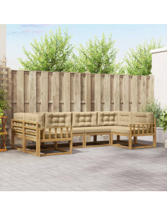 Set di divani da esterno con cuscino 6 pcs Bianco e Beige