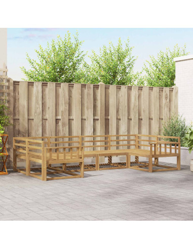 Set di divani da esterno 6 pcs Bianco Legno di Acacia Massello