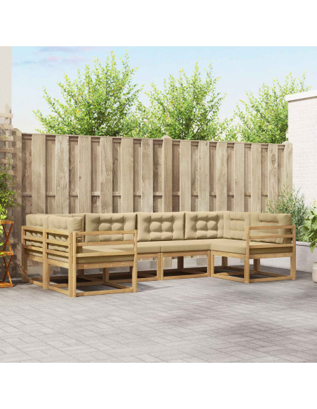 Set di divani da esterno con cuscino 6 pcs Bianco e Beige