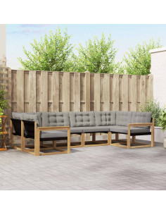 Set di divani da esterno 6 pcs Bianco e Grigio Chiaro